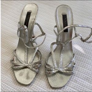 Women's Nina Metallic Silver Strappy Heels Size 9